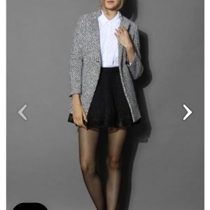 Classy Double Breasted Tweed Coat